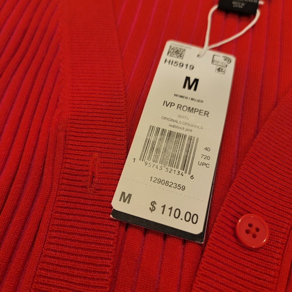 Ivy Park x Adidas Red and Pink Striped Romper